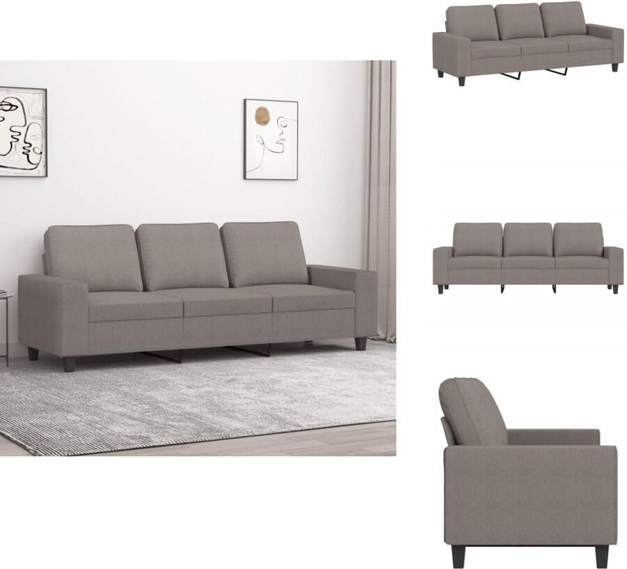 VidaXL 3-zitsbank 3-zitsbanken Bank Driezitsbank 180 cm stof taupe