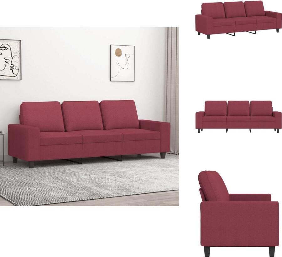 VidaXL 3-zitsbank 3-zitsbanken Bank Driezitsbank 180 cm stof wijnrood