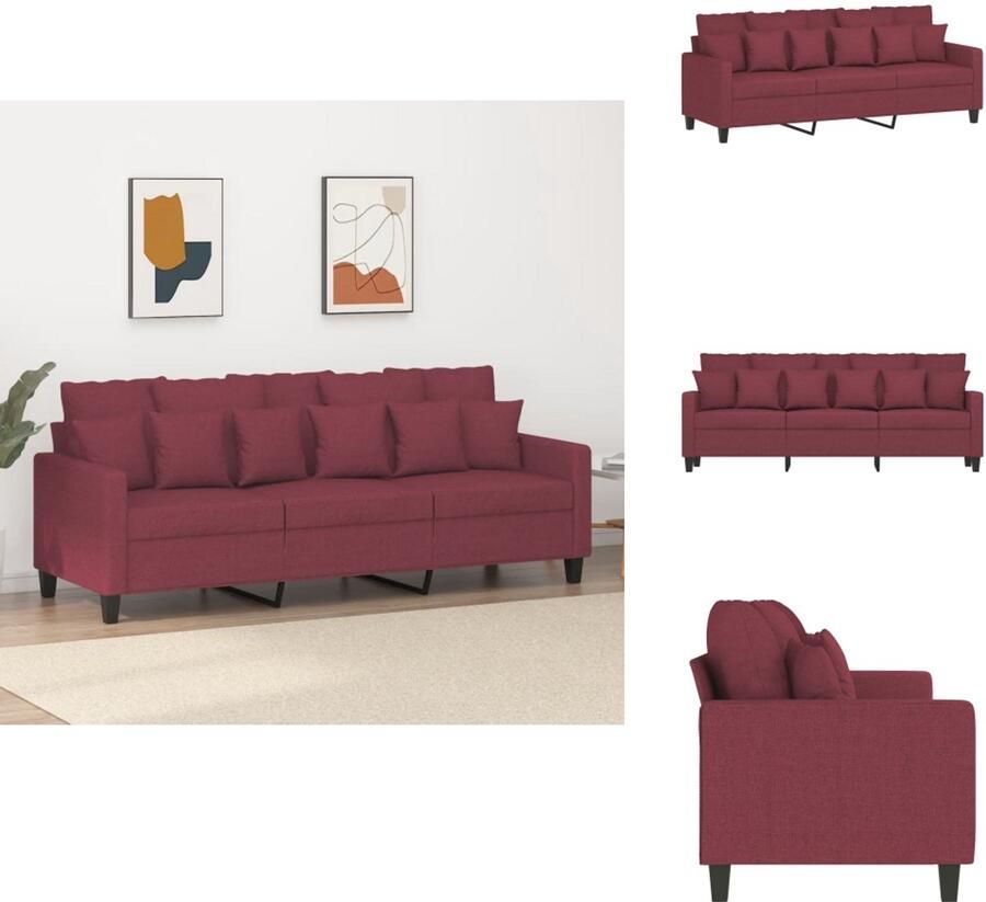 VidaXL 3-zitsbank 3-zitsbanken Bank Driezitsbank 180 cm stof wijnrood