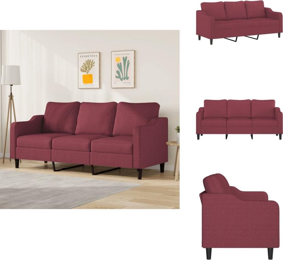 VidaXL 3-zitsbank 3-zitsbanken Bank Driezitsbank 180 cm stof wijnrood