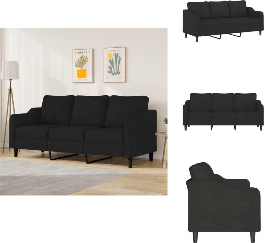 VidaXL 3-zitsbank 3-zitsbanken Bank Driezitsbank 180 cm stof zwart