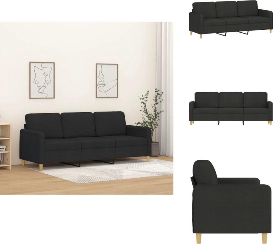 VidaXL 3-zitsbank 3-zitsbanken Bank Driezitsbank 180 cm stof zwart