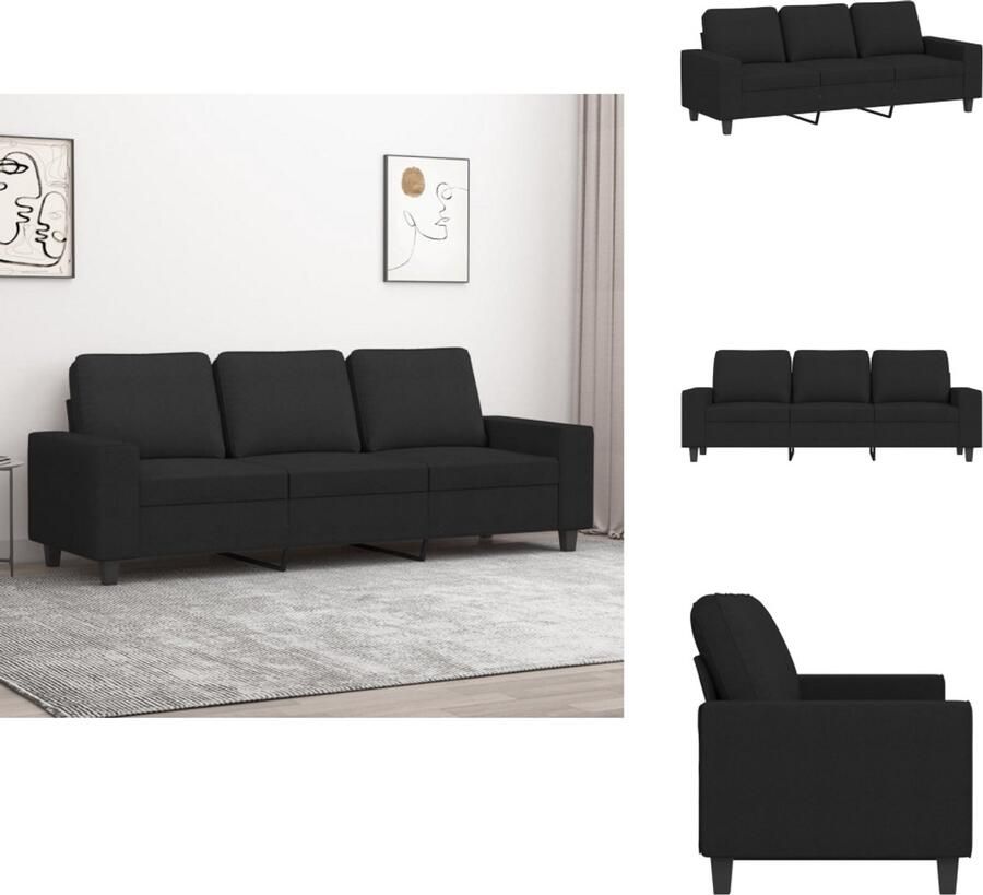 VidaXL 3-zitsbank 3-zitsbanken Bank Driezitsbank 180 cm stof zwart
