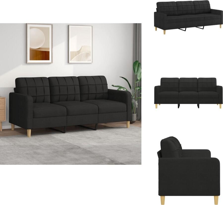 VidaXL 3-zitsbank 3-zitsbanken Bank Driezitsbank 180 cm stof zwart