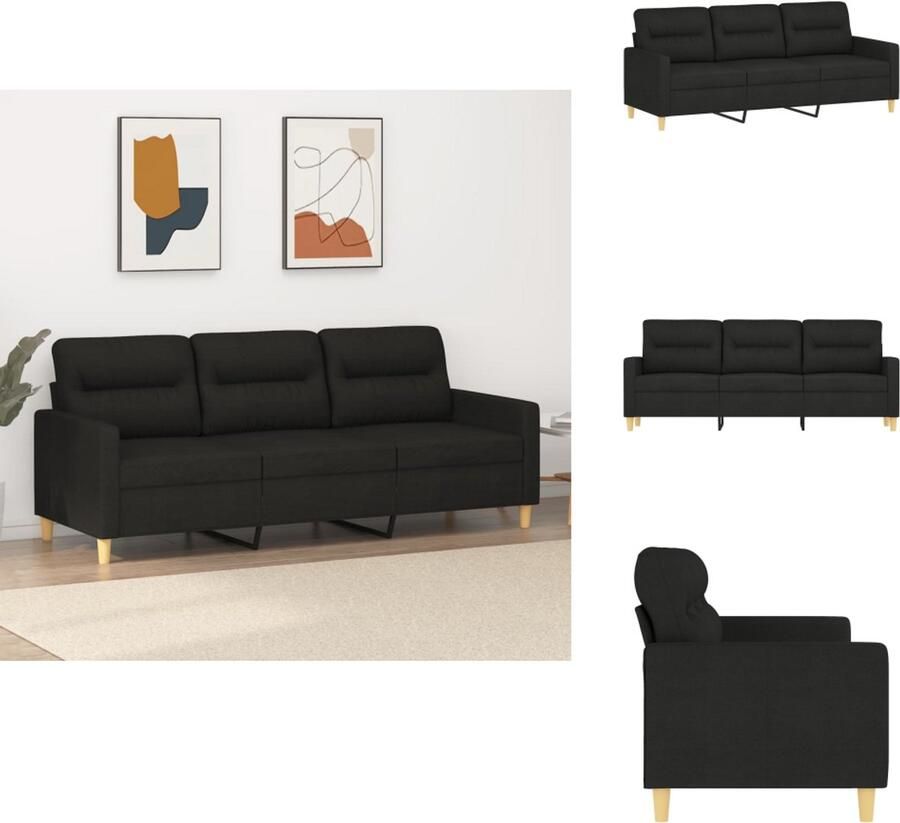 VidaXL 3-zitsbank 3-zitsbanken Bank Driezitsbank 180 cm stof zwart