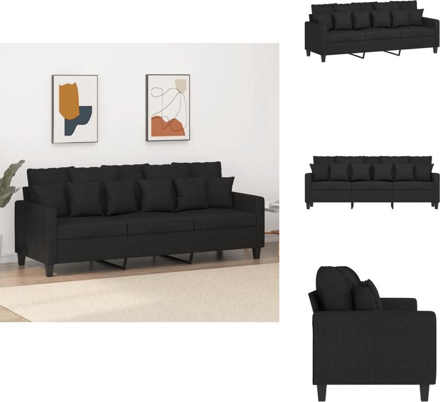 VidaXL 3-zitsbank 3-zitsbanken Bank Driezitsbank 180 cm stof zwart