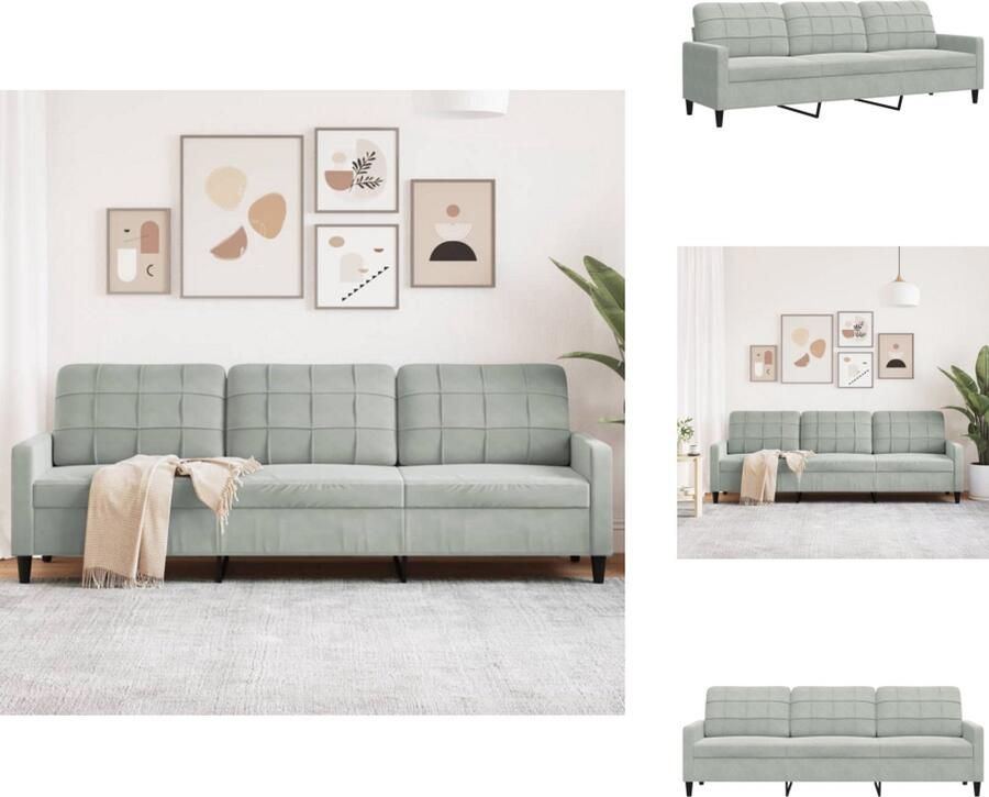 VidaXL 3-zitsbank 3-zitsbanken Bank Driezitsbank 210 cm fluweel lichtgrijs