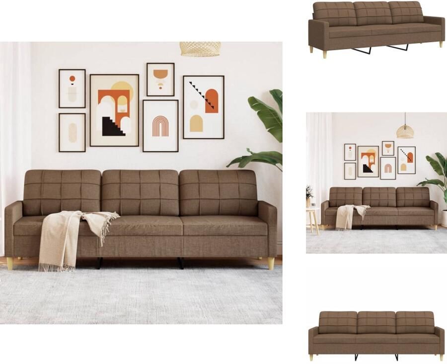 VidaXL 3-zitsbank 3-zitsbanken Bank Driezitsbank 210 cm stof bruin