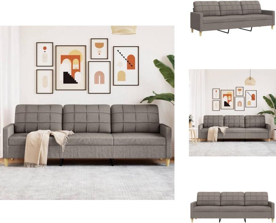 VidaXL 3-zitsbank 3-zitsbanken Bank Driezitsbank 210 cm stof taupe