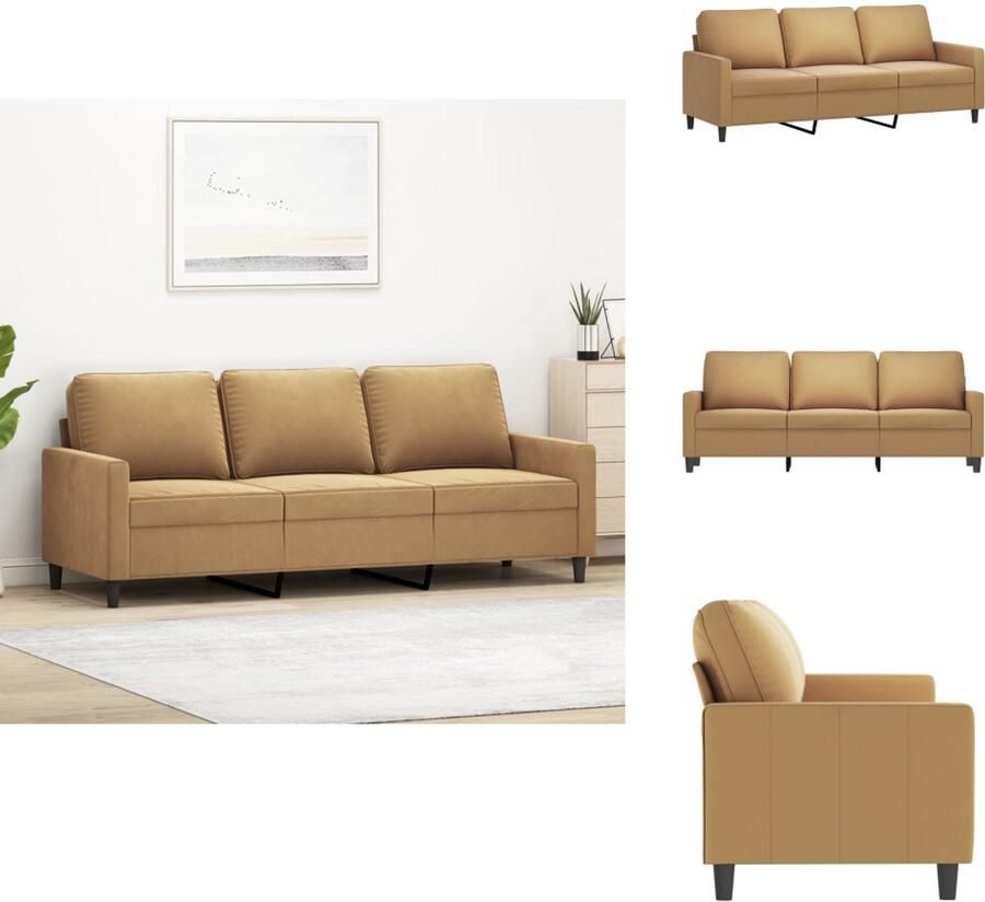 VidaXL 3-zitsbank 3-zitsbanken Bank Sofa Driezitsbank 180 cm fluweel bruin
