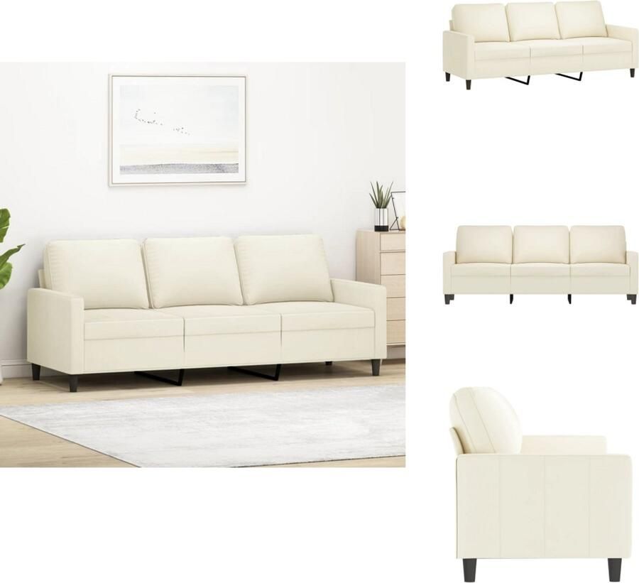 VidaXL 3-zitsbank 3-zitsbanken Bank Sofa Driezitsbank 180 cm fluweel crèmekleurig