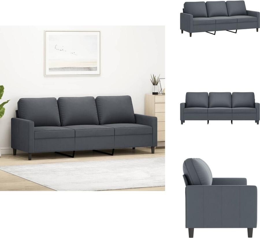 VidaXL 3-zitsbank 3-zitsbanken Bank Sofa Driezitsbank 180 cm fluweel donkergrijs