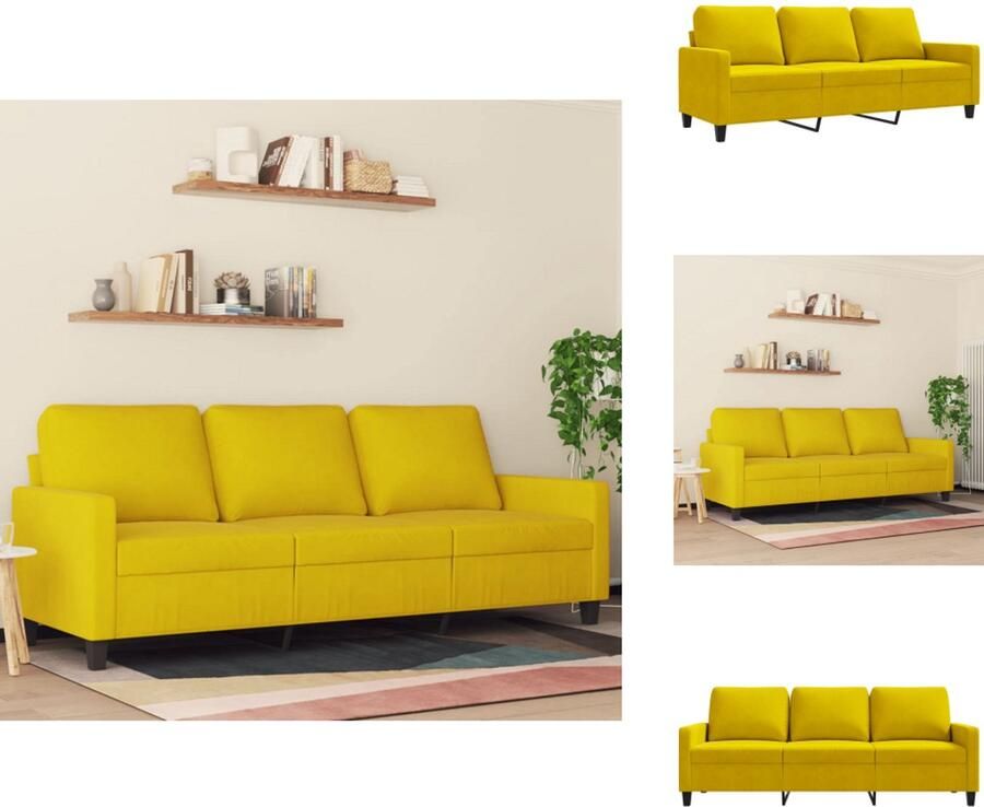 VidaXL 3-zitsbank 3-zitsbanken Bank Sofa Driezitsbank 180 cm fluweel geel