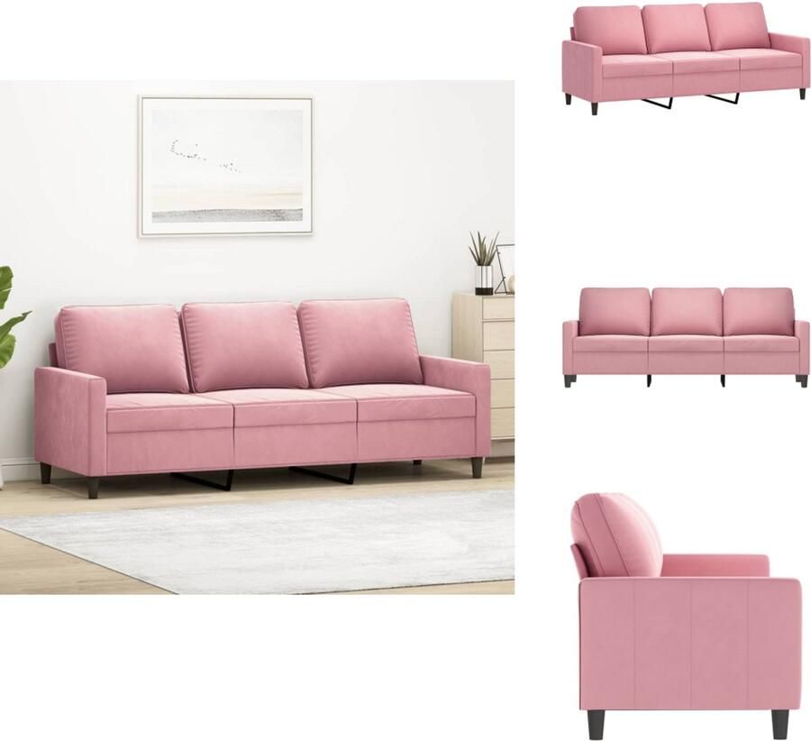 VidaXL -Driezitsbank-180-cm-fluweel-roze - Foto 2