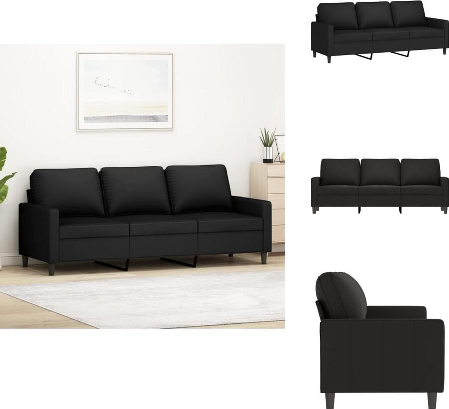 VidaXL 3-zitsbank 3-zitsbanken Bank Sofa Driezitsbank 180 cm fluweel zwart