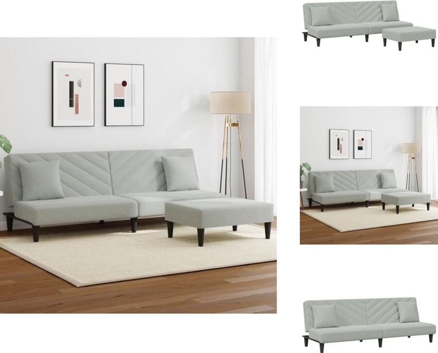 VidaXL 3-zitsbank 3-zitsbanken Bank Zitbank 2-delige Loungeset met kussens fluweel lichtgrijs