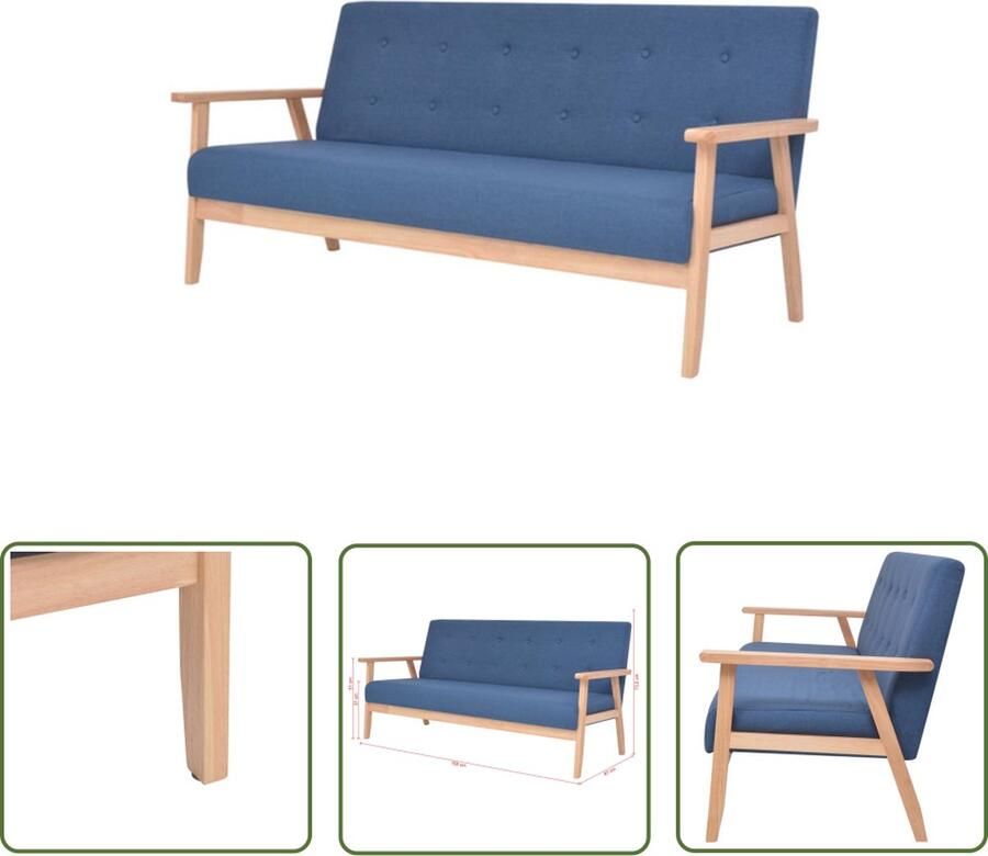 The Living Store 3-zitsbank Blauw 158 x 67 x 73.5 cm Comfortabel en duurzaam Comfortabele Bank 3-zitsbank Salonbank Woonkamer Meubels Blauwe Bank - Foto 2