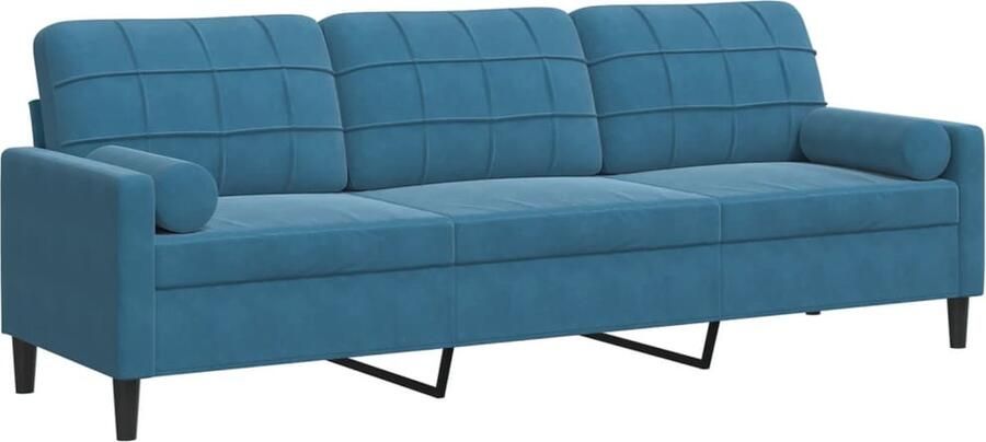 VidaXL 3-zitsbank met sierkussens 210 cm fluweel blauw
