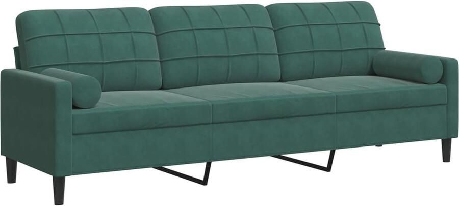 VidaXL 3-zitsbank met sierkussens 210 cm fluweel donkergroen
