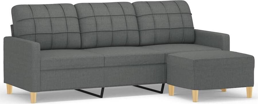 VidaXL 3-zitsbank met voetenbank 180cm Donkergrijs Drie Zitsbank Hoekbank Salonmeubilair Grijs Sofa Lounge Meubels