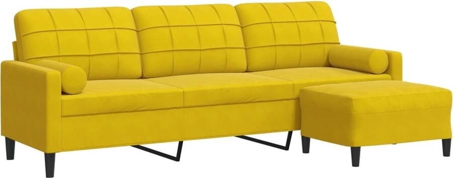 VidaXL 3-zitsbank met voetenbank 210 cm fluweel geel