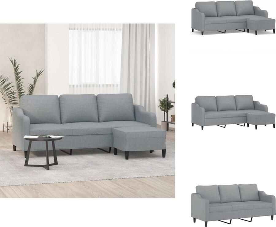 VidaXL 3-zitsbank Met Voetensteun 3-zitsbanken Met Voetensteun Driezitsbank Met Voetenbank Driezitsbank met voetenbank 180 cm stof lichtgrijs