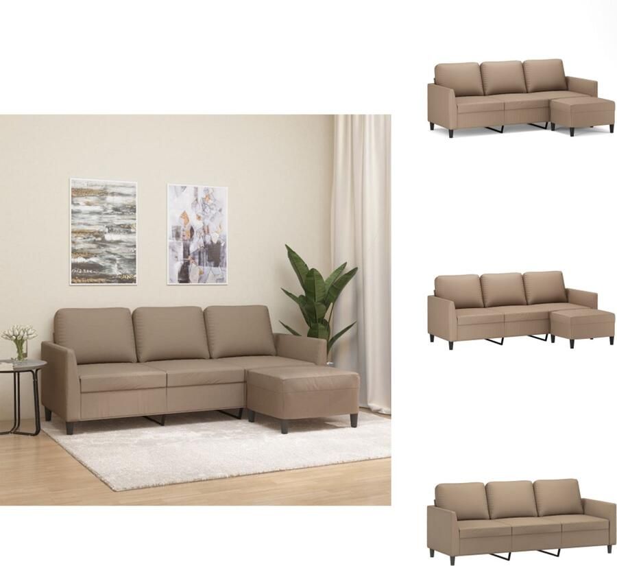 VidaXL 3-zitsbank Met Voetensteun 3-zitsbanken Met Voetensteun Driezitsbank Met Voetenbank Driezitsbank met voetenbank 180 cm kunstleer cappuccinokleurig