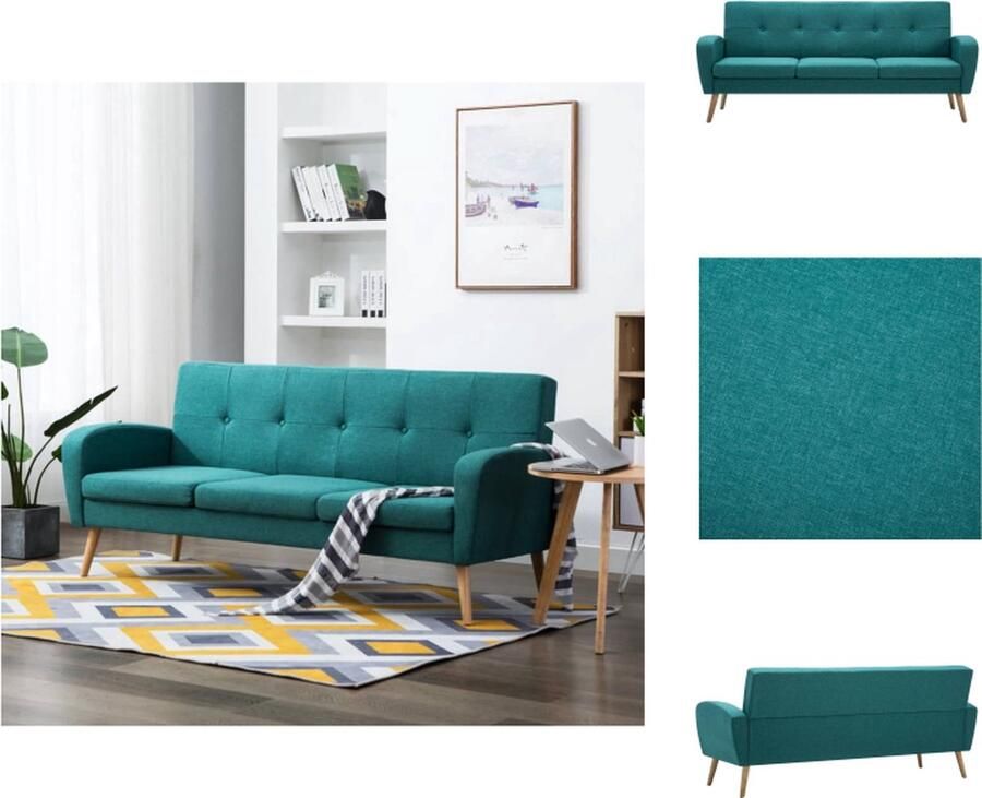 VidaXL 3-zitsbank Sofa Groen 186 x 71 x 79 cm Houten frame Zacht polyester bekleding Bank