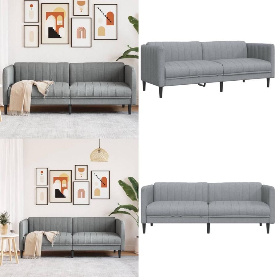 VidaXL 3-zitsbank stof lichtgrijs 3-zitsbank 3-zitsbanken Bank Zitbank