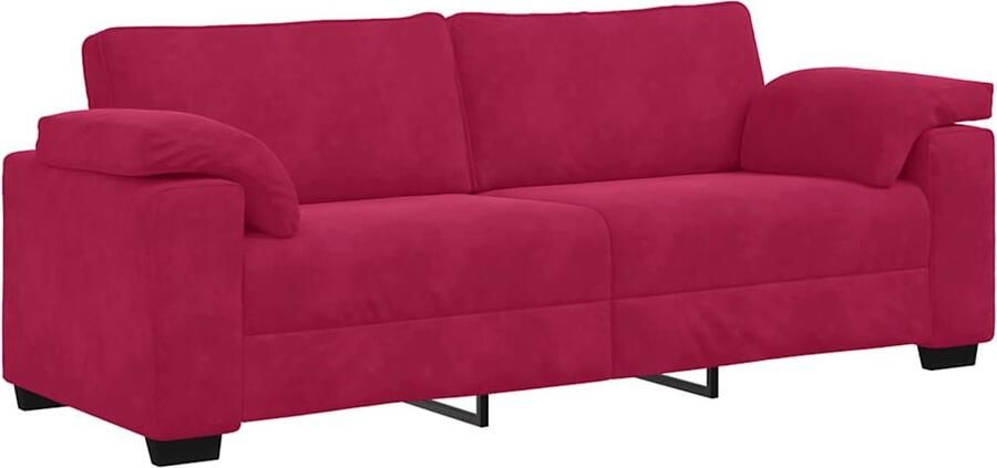 VidaXL 3-zitsbank wijnrood 220x77x82 cm fluweel - Foto 1