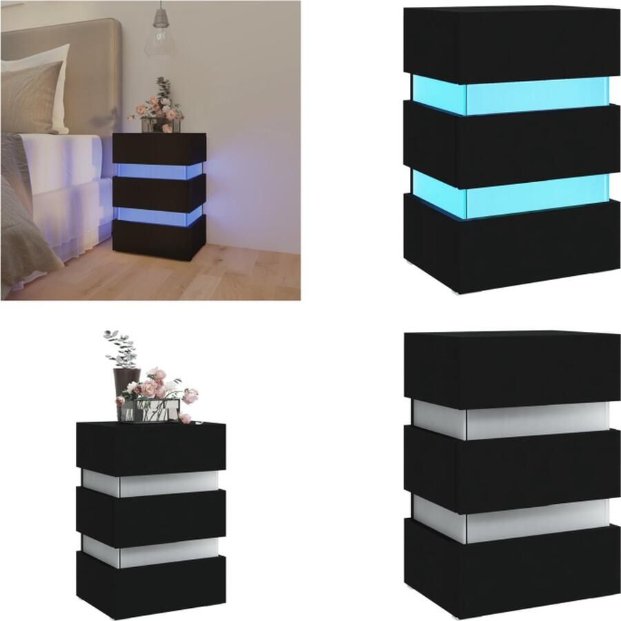 VidaXL -326846--Nachtkastje-LED-45x35x67-cm-bewerkt-hout-hoogglans-zwart