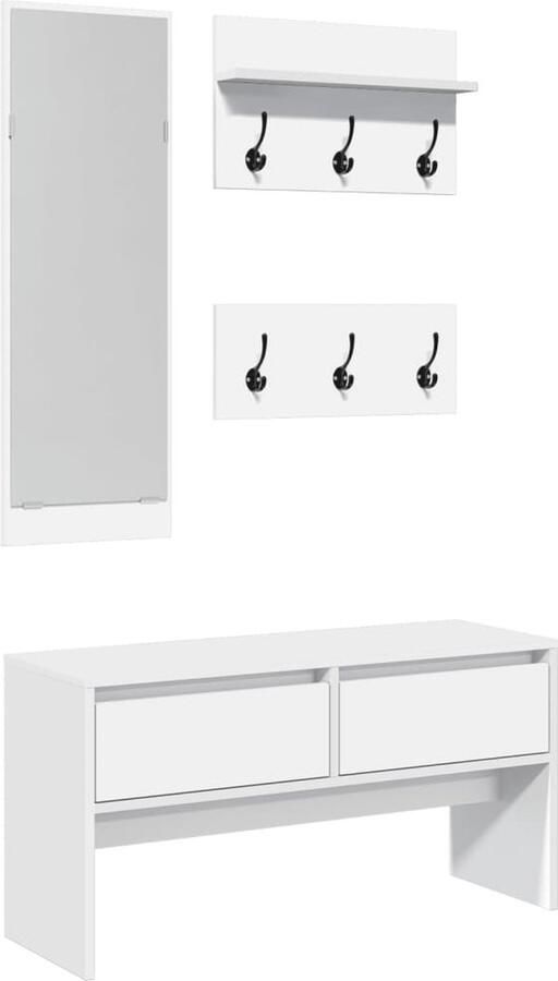 VidaXL 4-delige Garderobe set bewerkt hout wit