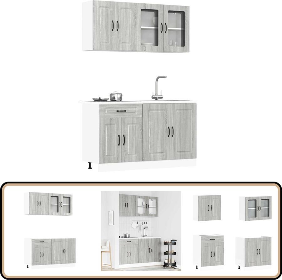 VidaXL 4-delige Keukenkastenset Grijs Sonoma Keuken Kast Houten Keuken Grijze Keuken Keukenkasten Set Kalmar Serie