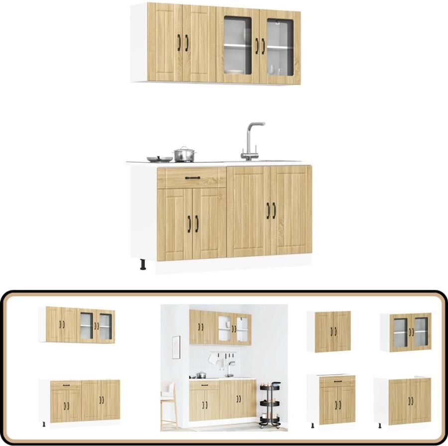 VidaXL 4-delige Keukenkastenset Sonoma Eiken Hout Keukenkasten Houten Kast Keukenmeubilair Opslagruimte Sonoma Eiken