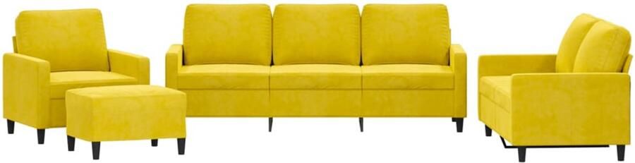 VidaXL 4-delige Loungeset Fluweel Geel Loungeset Fluweel Sofa Hoekbank Zitmeubel Salon Meubilair