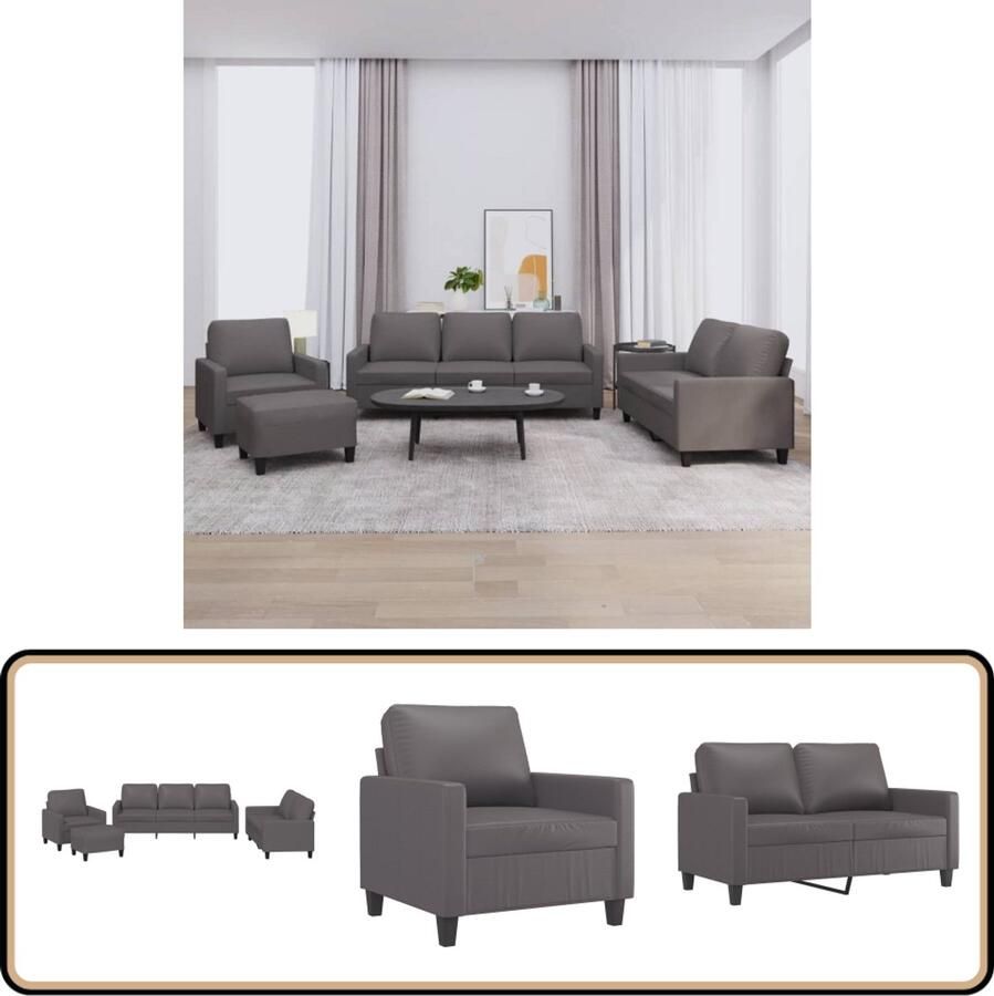 VidaXL 4-delige Loungeset Kunstleer Inclusief Kussens Loungebank Tuinmeubelen Buitenset Lounge Set Zitzitting Relaxen Tuinlounge Terras Meubilair