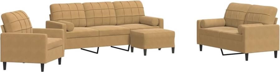 VidaXL 4-delige Loungeset met kussens en bolsters fluweel bruin