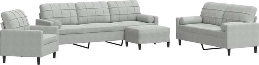 VidaXL 4-delige Loungeset met kussens en bolsters fluweel lichtgrijs