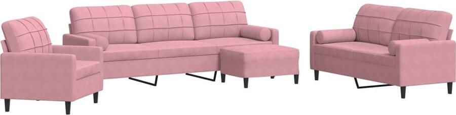 VidaXL 4-delige Loungeset met kussens en bolsters fluweel roze