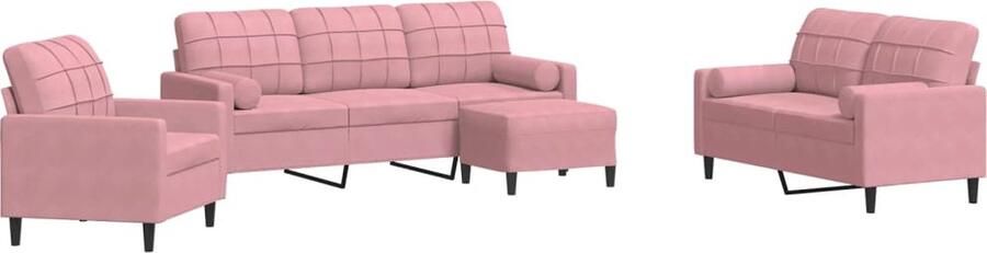 VidaXL 4-delige Loungeset met kussens en bolsters fluweel roze