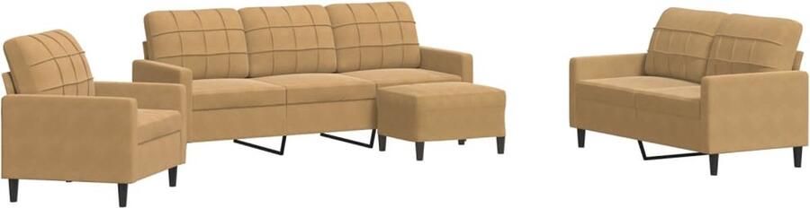 VidaXL 4-delige Loungeset met kussens fluweel bruin