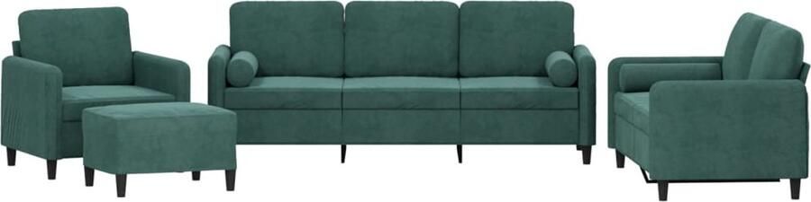 VidaXL 4-delige Loungeset met kussens fluweel donkergroen