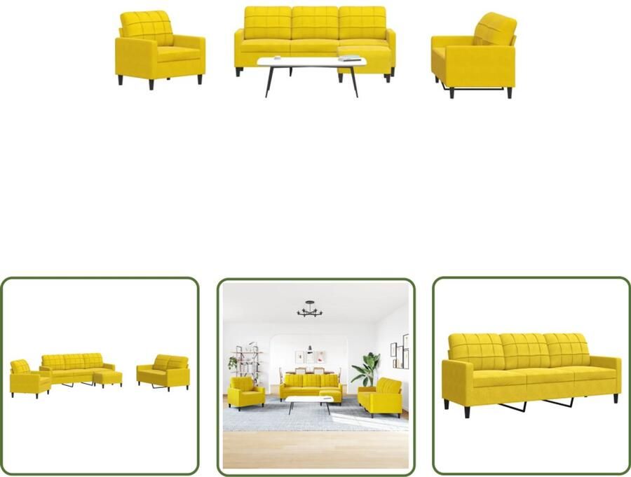 VidaXL 4-delige Loungeset met kussens fluweel geel Loungeset Velours Bank Geel Bankstel Zitzitting Lounge Set