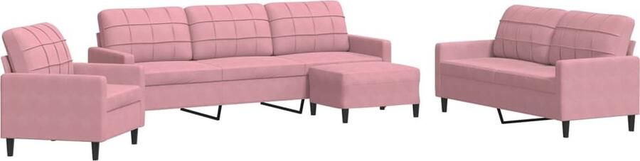 VidaXL 4-delige Loungeset met kussens fluweel roze