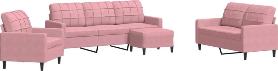 VidaXL 4-delige Loungeset met kussens fluweel roze