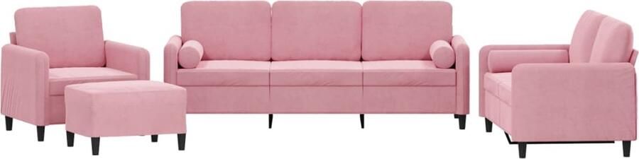 VidaXL 4-delige Loungeset met kussens fluweel roze