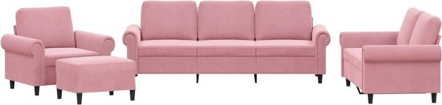 VidaXL 4-delige Loungeset met kussens fluweel roze