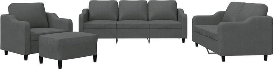 VidaXL 4-delige Loungeset met kussens stof donkergrijs