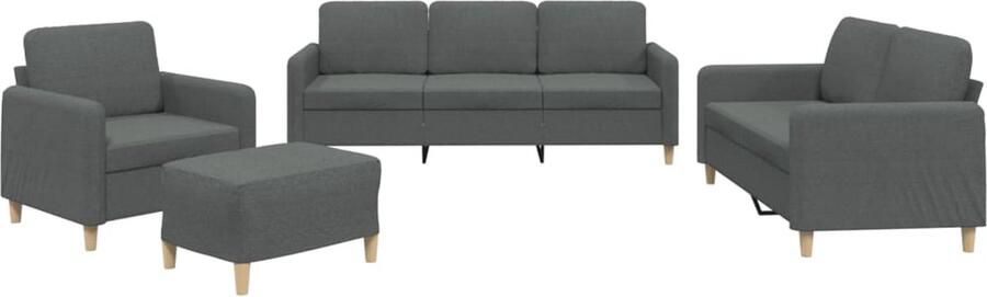 The Living Store Loungeset Polyester 3-zitsbank 198x77x80 cm Donkergrijs Loungebank Donker Grijs Lounge Set Tuinlounge Buitenset Loungestoel - Foto 2