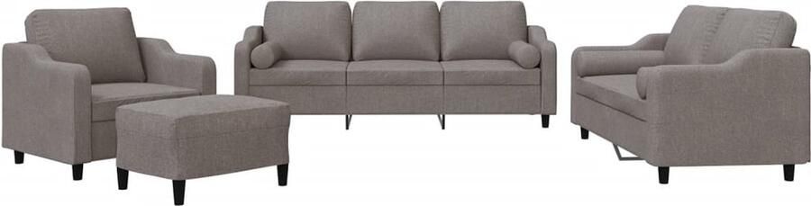 VidaXL 4-delige Loungeset met kussens stof taupe